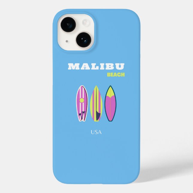 Malibu, Malibu Beach, Tropical, Preppy, Blue Case-Mate iPhone Case (Back)
