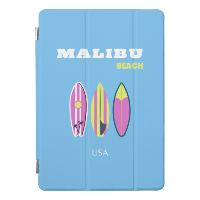 Malibu, Malibu Beach, Tropical, Preppy, Blue iPad Pro Cover (Front)