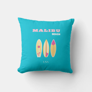 Malibu, Malibu Beach, Tropical, Preppy, Preppy Art Throw Pillow