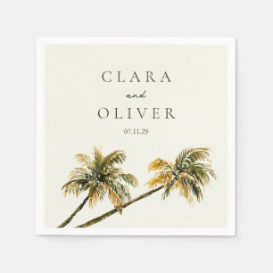 Malibu Palm Coast Tropical Sunset Beach Wedding  Napkins