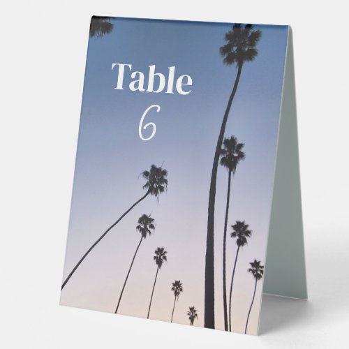 Malibu Palm Trees â Table Number Sign â Boho Blue