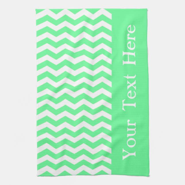 Malibu Seafoam Wave Chevron customizable Kitchen Towel (Vertical)
