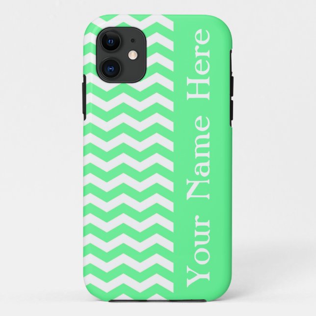 Malibu Seafoam Wave Chevron with name Case-Mate iPhone Case (Back)
