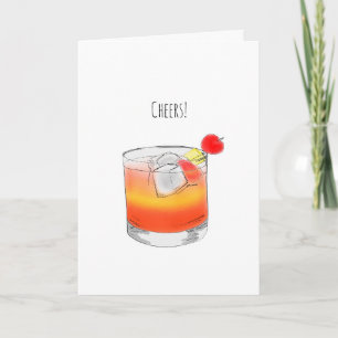 Malibu Sunset Cocktail Watercolour Illustration Card