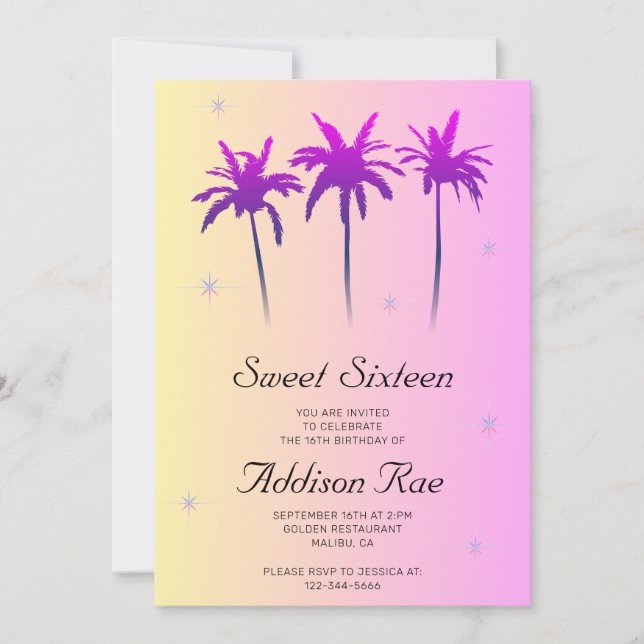 Malibu Sweet Sixteen Birthday Party Invitation (Front)