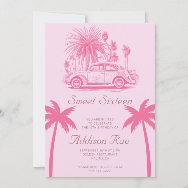 Malibu Sweet Sixteen Birthday Party Invitation (Front)