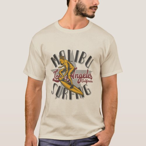 Malibu Vintage Surf Design T_Shirt