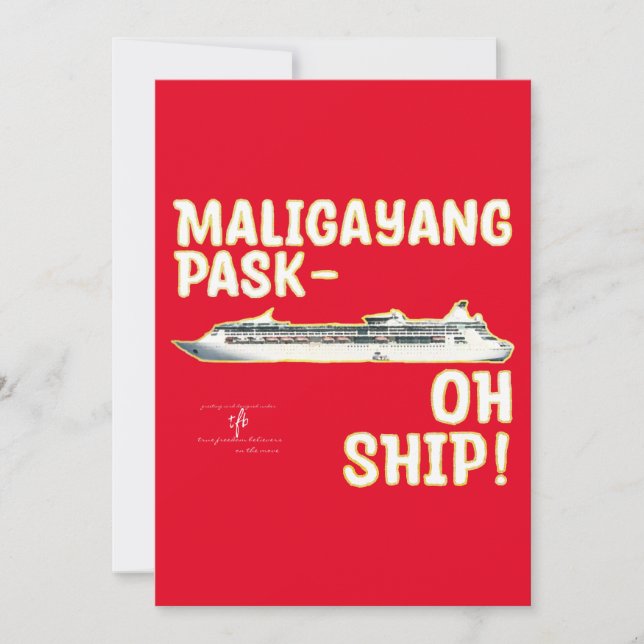 Maligayang Pask-OH SHIP! Red/Gold Christmas Holida Holiday Card (Front)