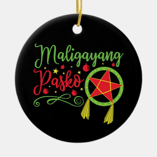 Maligayang Pasko Christmas Filipino Philippines Ceramic Ornament (Front)