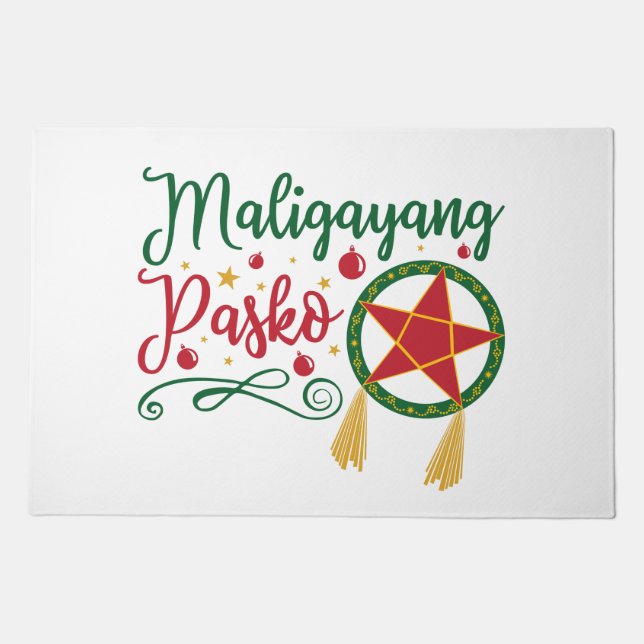 Maligayang Pasko Filipino Christmas Philippines Doormat (Front)