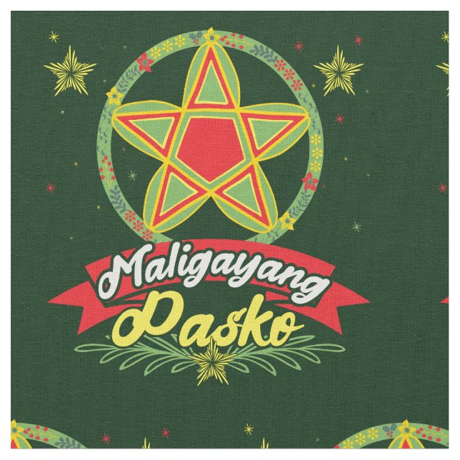 Maligayang Pasko Filipino Christmas Philippines Fabric (Close Up)