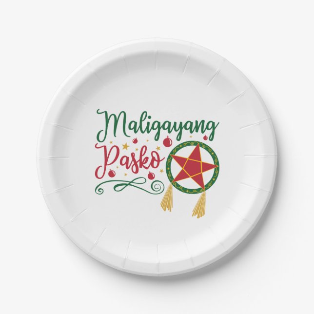Maligayang Pasko Filipino Christmas Philippines Paper Plates (Front)