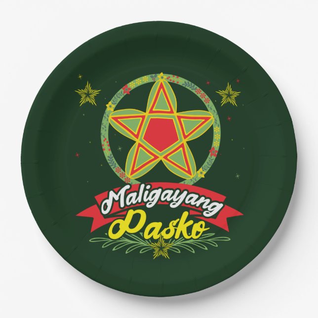 Maligayang Pasko Filipino Christmas Philippines Paper Plates (Front)