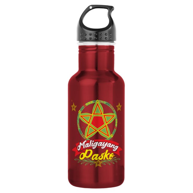 Maligayang Pasko Filipino Christmas Philippines Stainless Steel Water Bottle (Front)