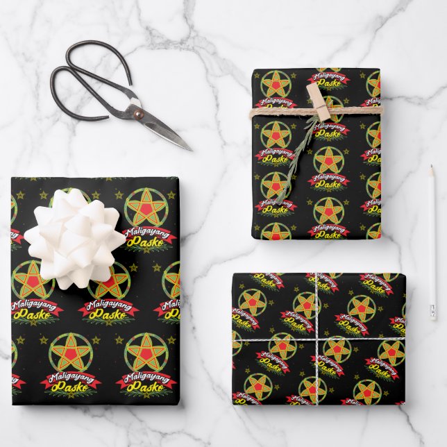 Maligayang Pasko Filipino Christmas Philippines Wrapping Paper Sheets (Front)