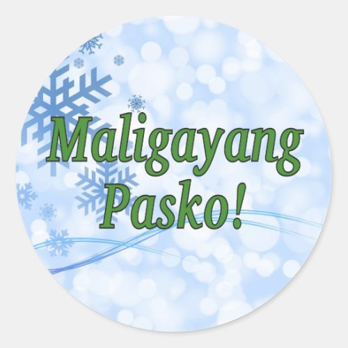 Maligayang Pasko Merry Christmas in Tagalog gf Classic Round Sticker