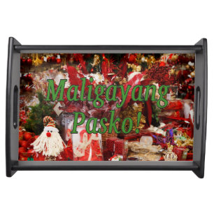 Maligayang Pasko! Merry Christmas in Tagalog gf Serving Tray