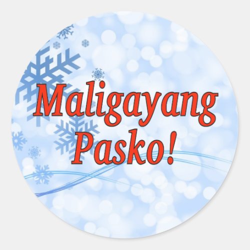 Maligayang Pasko Merry Christmas in Tagalog rf Classic Round Sticker