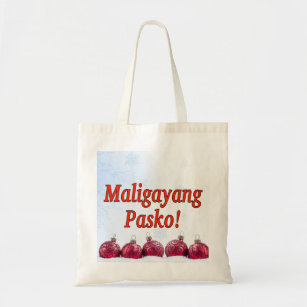 Merry Christmas In Tagalog Tote Bags Zazzle