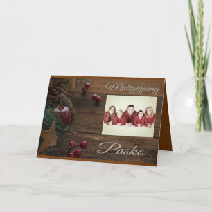 Maligayang Pasko vintage "red and brown" Holiday Card