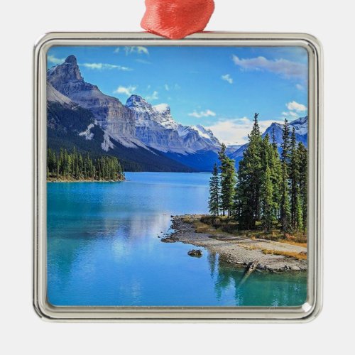 Maligne Lake Alberta Canada Metal Ornament