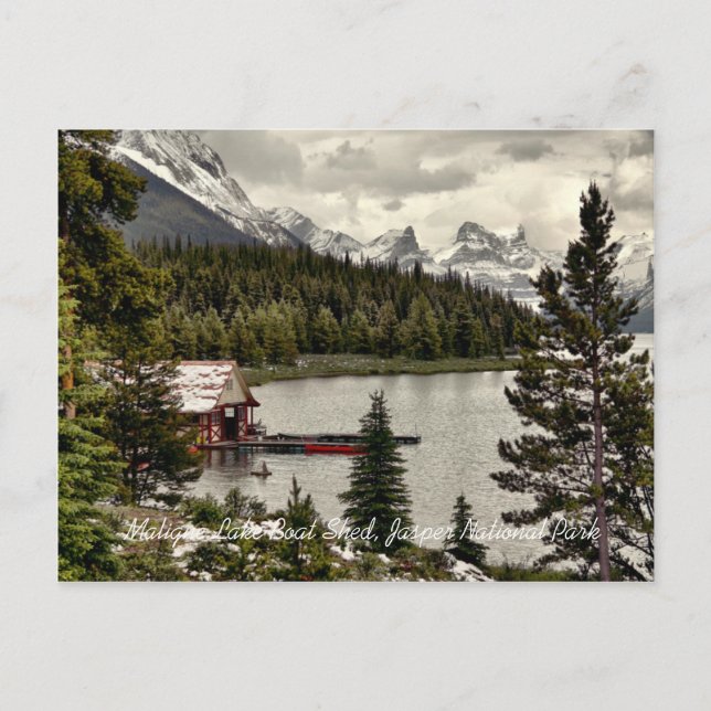 Maligne Lake Boat Shed Jasper Natn'l Park Postcard (Front)