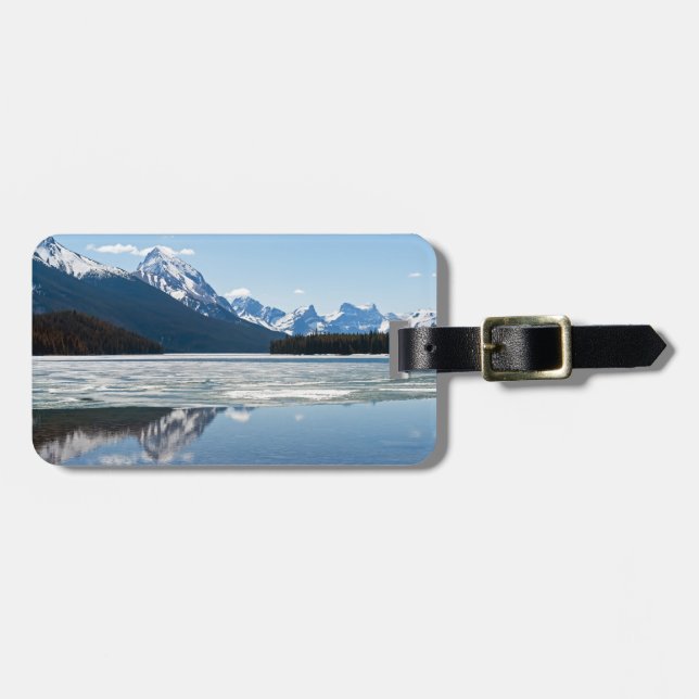 Maligne Lake reflection - Jasper, Alberta,Canada Luggage Tag (Front Horizontal)