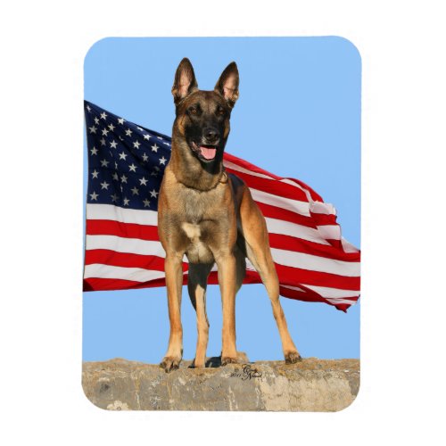 Malinois and Flag flexible magnet