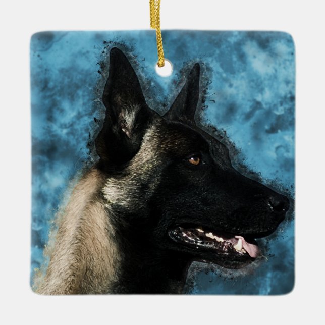 Malinois  Belgian shepherd - Mechelaar Ceramic Ornament (Front)