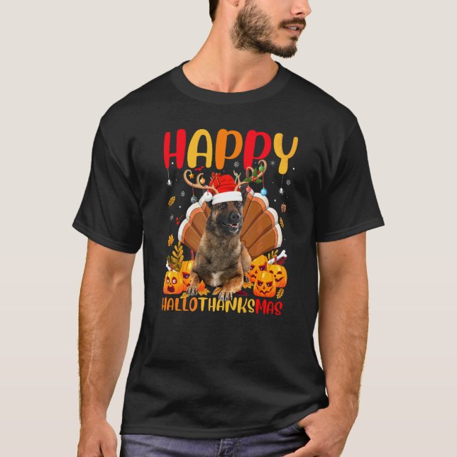 Malinois Dog  Happy Malinois Hellothanksmas T-Shirt (Front)