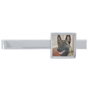 Malinois Dog Silver Finish Tie Bar