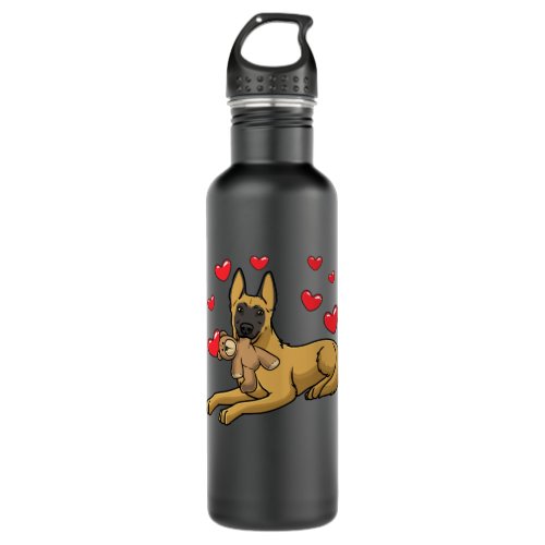 Malinois Dog With Stuffed Animal Belgian Shepherd Stainless Steel Water Bottle
