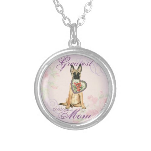 Malinois Heart Mom Silver Plated Necklace