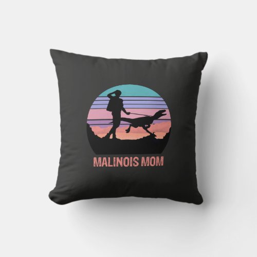 Malinois Mom Velociraptor Maliraptor Retro Throw Pillow