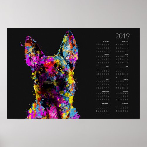 Malinois puppy_ Belgian shepherd __Calendar 2019 Poster