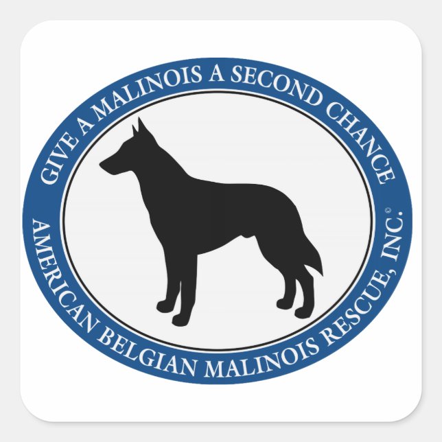 Malinois Rescue Logo, Square Sticker (Front)