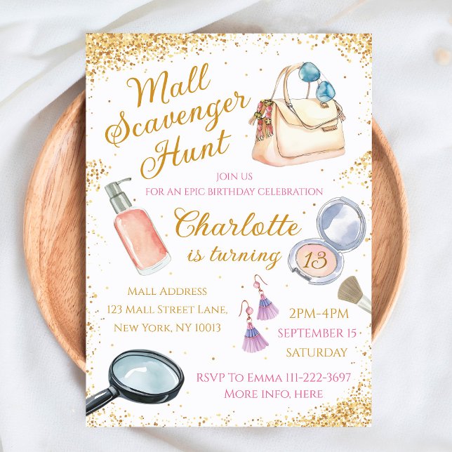 Mall Scavenger Hunt Birthday Invitation for girl (Creator Uploaded)
