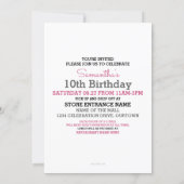 Mall Scavenger Hunt Birthday Party Invitation (Back)