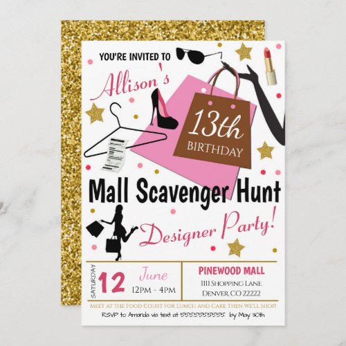 Mall Scavenger Hunt Party Invitation