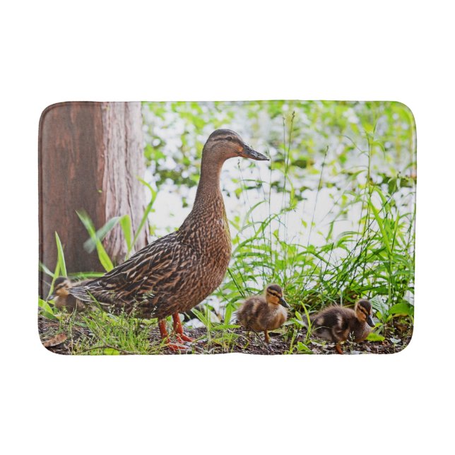 Mallard and Ducklings by Shirley Taylor Bathroom Mat (Front)
