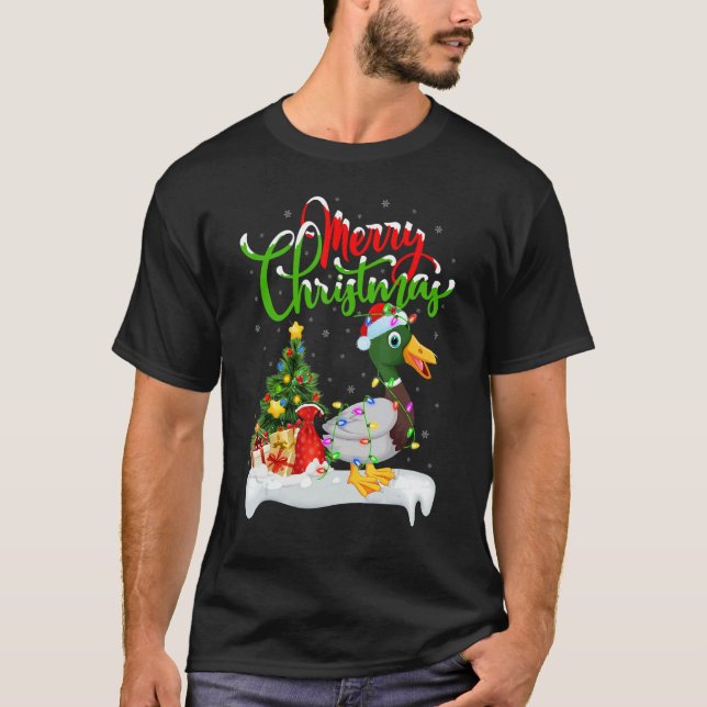 Mallard Bird   Xmas Decorations Santa Mallard Chri T-Shirt (Front)