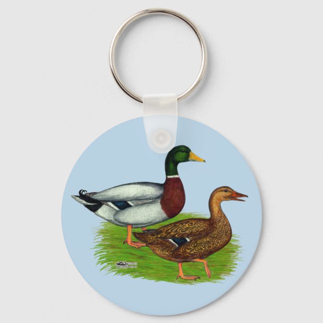 Mallard Drake and Duck Keychain (Front)