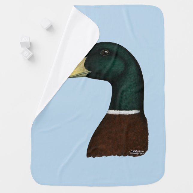 Mallard Drake Head Baby Blanket (In Situ)