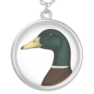 Mallard Drake Head Silver Plated Necklace