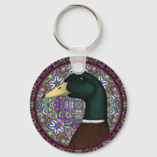 Mallard Drake Mosaic Circle Keychain