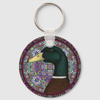 Mallard Drake Mosaic Circle Keychain