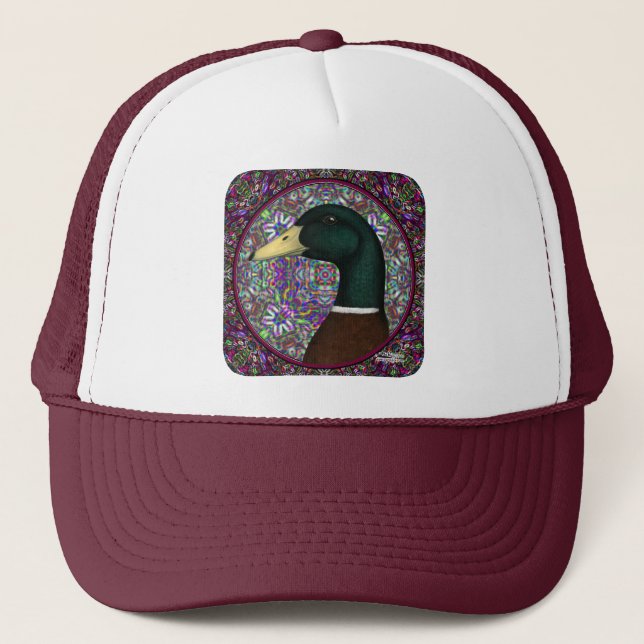 Mallard Drake Mosaic Circle Trucker Hat (Front)