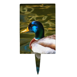 Mallard Duck Artistic Portrait Cake Topper