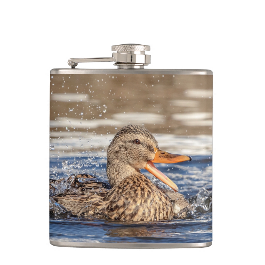 Mallard Duck At Downing Park Hip Flask Customizable 100