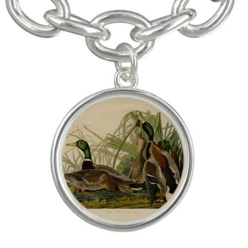 Mallard Duck Audubon Bird Painting Charm Bracelet